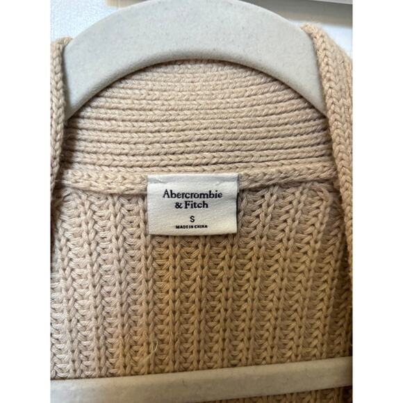 Abercrombie Fitch Oatmeal Beige Open Cardigan Knit Long Sweater Small - Picture 3 of 3